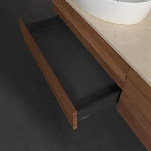 Bild von VILLEROY BOCH Antao Waschbeckenunterschrank, 4 Auszüge, 1600 x 360 x 500 mm, Front mit Struktur, Warm Walnut / Botticino #K26113HM