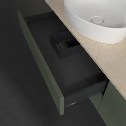 Bild von VILLEROY BOCH Antao Waschbeckenunterschrank, 4 Auszüge, 1600 x 360 x 500 mm, Front mit Struktur, Leaf Green Matt Lacquer / Botticino #K26153HL