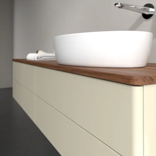 Obrázek VILLEROY BOCH Antao Vanity unit, 4 pull-out compartments, 1600 x 360 x 500 mm, Front without structure, Silk Grey Matt Lacquer / Warm Walnut #K27012HJ