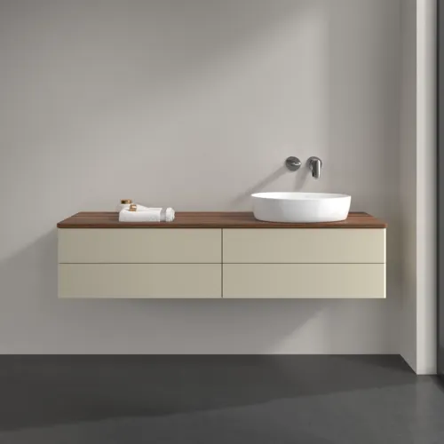 Obrázek VILLEROY BOCH Antao Vanity unit, 4 pull-out compartments, 1600 x 360 x 500 mm, Front without structure, Silk Grey Matt Lacquer / Warm Walnut #K27012HJ
