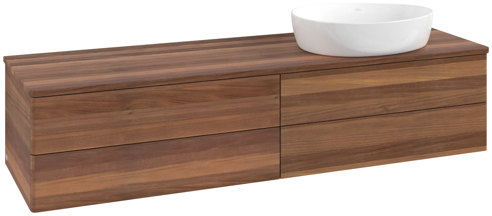 Bild von VILLEROY BOCH Antao Waschbeckenunterschrank, 4 Auszüge, 1600 x 360 x 500 mm, Front ohne Struktur, Warm Walnut / Warm Walnut #K27012HM