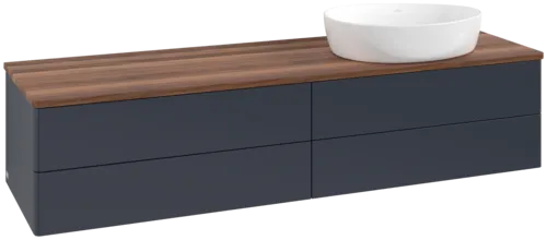 Bild von VILLEROY BOCH Antao Waschbeckenunterschrank, 4 Auszüge, 1600 x 360 x 500 mm, Front ohne Struktur, Midnight Blue Matt Lacquer / Warm Walnut #K27012HG