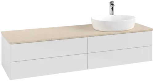 Bild von VILLEROY BOCH Antao Waschbeckenunterschrank, 4 Auszüge, 1600 x 360 x 500 mm, Front ohne Struktur, Glossy White Lacquer / Botticino #K27053GF