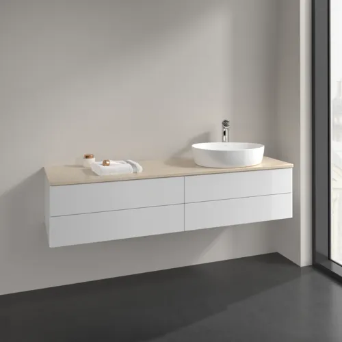 Picture of VILLEROY BOCH Antao Vanity unit, 4 pull-out compartments, 1600 x 360 x 500 mm, Front without structure, Glossy White Lacquer / Botticino #K27053GF