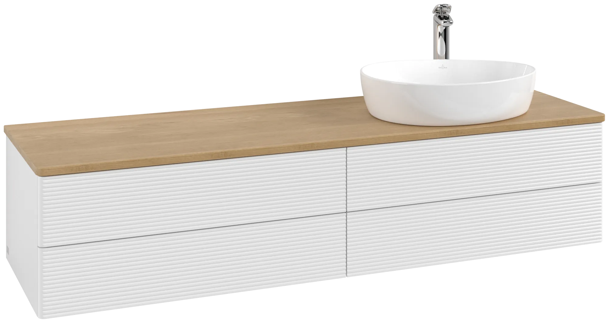 Bild von VILLEROY BOCH Antao Waschbeckenunterschrank, 4 Auszüge, 1600 x 360 x 500 mm, Front mit Struktur, Glossy White Lacquer / Honey Oak #K27151GF