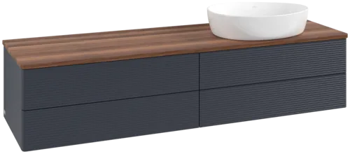 Bild von VILLEROY BOCH Antao Waschbeckenunterschrank, 4 Auszüge, 1600 x 360 x 500 mm, Front mit Struktur, Midnight Blue Matt Lacquer / Warm Walnut #K27112HG