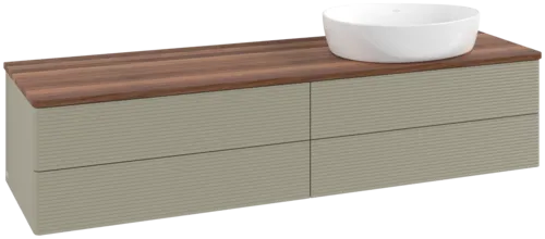 Bild von VILLEROY BOCH Antao Waschbeckenunterschrank, 4 Auszüge, 1600 x 360 x 500 mm, Front mit Struktur, Stone Grey Matt Lacquer / Warm Walnut #K27112HK