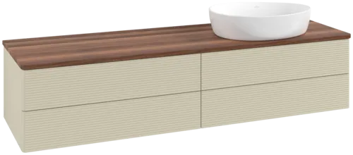 Bild von VILLEROY BOCH Antao Waschbeckenunterschrank, 4 Auszüge, 1600 x 360 x 500 mm, Front mit Struktur, Silk Grey Matt Lacquer / Warm Walnut #K27112HJ