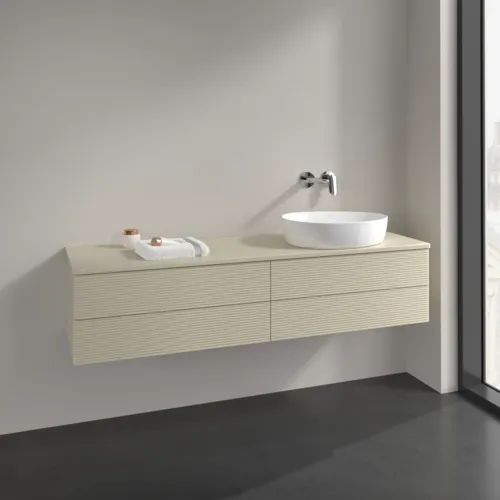 Obrázek VILLEROY BOCH Antao Vanity unit, 4 pull-out compartments, 1600 x 360 x 500 mm, Front with grain texture, Silk Grey Matt Lacquer / Silk Grey Matt Lacquer #K27110HJ