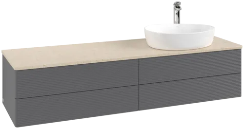 Bild von VILLEROY BOCH Antao Waschbeckenunterschrank, 4 Auszüge, 1600 x 360 x 500 mm, Front mit Struktur, Anthracite Matt Lacquer / Botticino #K27153GK
