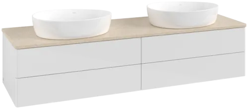 Bild von VILLEROY BOCH Antao Waschbeckenunterschrank, 4 Auszüge, 1600 x 360 x 500 mm, Front ohne Struktur, Glossy White Lacquer / Botticino #K28013GF