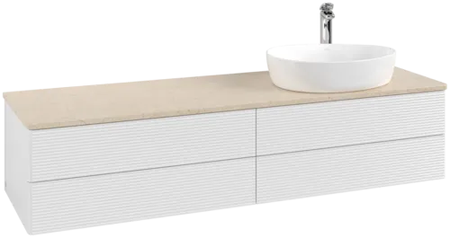 Bild von VILLEROY BOCH Antao Waschbeckenunterschrank, 4 Auszüge, 1600 x 360 x 500 mm, Front mit Struktur, Glossy White Lacquer / Botticino #K27153GF