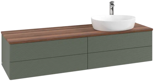 Bild von VILLEROY BOCH Antao Waschbeckenunterschrank, 4 Auszüge, 1600 x 360 x 500 mm, Front mit Struktur, Leaf Green Matt Lacquer / Warm Walnut #K27152HL