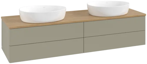 Bild von VILLEROY BOCH Antao Waschbeckenunterschrank, 4 Auszüge, 1600 x 360 x 500 mm, Front ohne Struktur, Stone Grey Matt Lacquer / Honey Oak #K28011HK