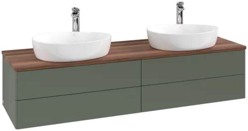 Bild von VILLEROY BOCH Antao Waschbeckenunterschrank, 4 Auszüge, 1600 x 360 x 500 mm, Front ohne Struktur, Leaf Green Matt Lacquer / Warm Walnut #K28052HL