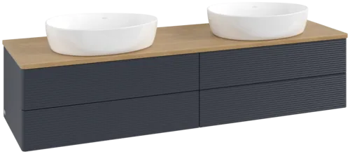 Bild von VILLEROY BOCH Antao Waschbeckenunterschrank, 4 Auszüge, 1600 x 360 x 500 mm, Front mit Struktur, Midnight Blue Matt Lacquer / Honey Oak #K28111HG