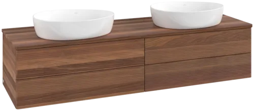 Bild von VILLEROY BOCH Antao Waschbeckenunterschrank, 4 Auszüge, 1600 x 360 x 500 mm, Front mit Struktur, Warm Walnut / Warm Walnut #K28112HM