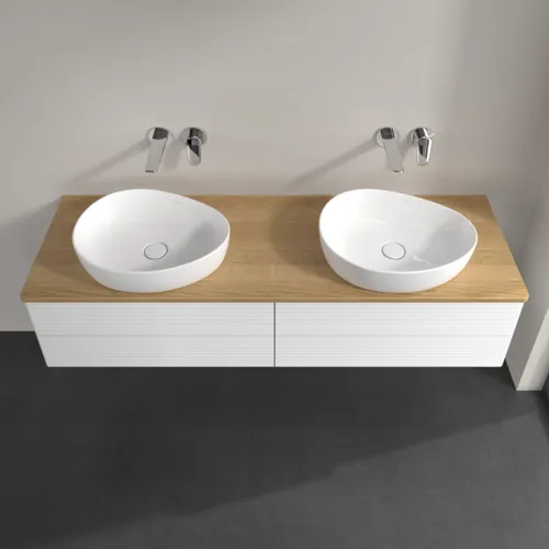 Bild von VILLEROY BOCH Antao Waschbeckenunterschrank, 4 Auszüge, 1600 x 360 x 500 mm, Front mit Struktur, White Matt Lacquer / Honey Oak #K28111MT