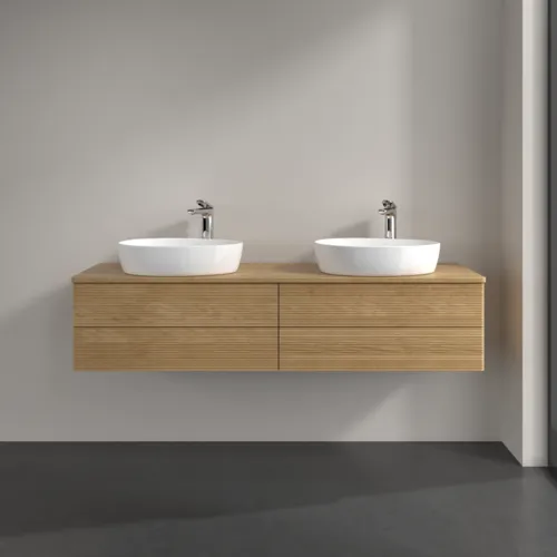 Bild von VILLEROY BOCH Antao Waschbeckenunterschrank, 4 Auszüge, 1600 x 360 x 500 mm, Front mit Struktur, Honey Oak / Honey Oak #K28151HN