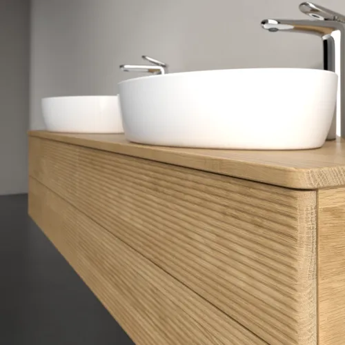 Bild von VILLEROY BOCH Antao Waschbeckenunterschrank, 4 Auszüge, 1600 x 360 x 500 mm, Front mit Struktur, Honey Oak / Honey Oak #K28151HN