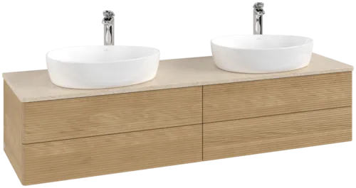 Bild von VILLEROY BOCH Antao Waschbeckenunterschrank, 4 Auszüge, 1600 x 360 x 500 mm, Front mit Struktur, Honey Oak / Botticino #K28153HN