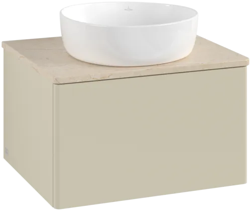 Bild von VILLEROY BOCH Antao Waschbeckenunterschrank, 1 Auszug, 600 x 360 x 500 mm, Front ohne Struktur, Silk Grey Matt Lacquer / Botticino #K29013HJ