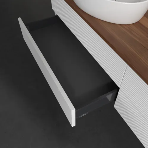Bild von VILLEROY BOCH Antao Waschbeckenunterschrank, 4 Auszüge, 1600 x 360 x 500 mm, Front mit Struktur, White Matt Lacquer / Warm Walnut #K28152MT