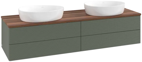 Bild von VILLEROY BOCH Antao Waschbeckenunterschrank, 4 Auszüge, 1600 x 360 x 500 mm, Front mit Struktur, Leaf Green Matt Lacquer / Warm Walnut #K28112HL