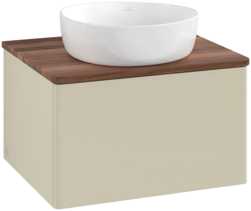 Bild von VILLEROY BOCH Antao Waschbeckenunterschrank, 1 Auszug, 600 x 360 x 500 mm, Front ohne Struktur, Silk Grey Matt Lacquer / Warm Walnut #K29012HJ