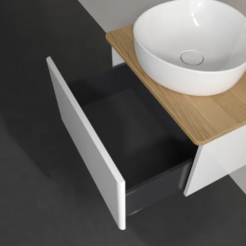 Bild von VILLEROY BOCH Antao Waschbeckenunterschrank, 1 Auszug, 600 x 360 x 500 mm, Front ohne Struktur, Glossy White Lacquer / Honey Oak #K29011GF