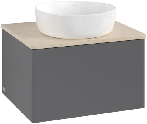 Bild von VILLEROY BOCH Antao Waschbeckenunterschrank, 1 Auszug, 600 x 360 x 500 mm, Front ohne Struktur, Anthracite Matt Lacquer / Botticino #K29013GK