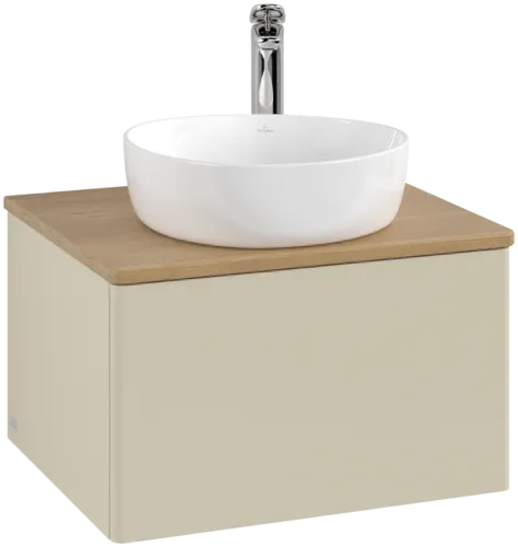 Bild von VILLEROY BOCH Antao Waschbeckenunterschrank, 1 Auszug, 600 x 360 x 500 mm, Front ohne Struktur, Silk Grey Matt Lacquer / Honey Oak #K29051HJ