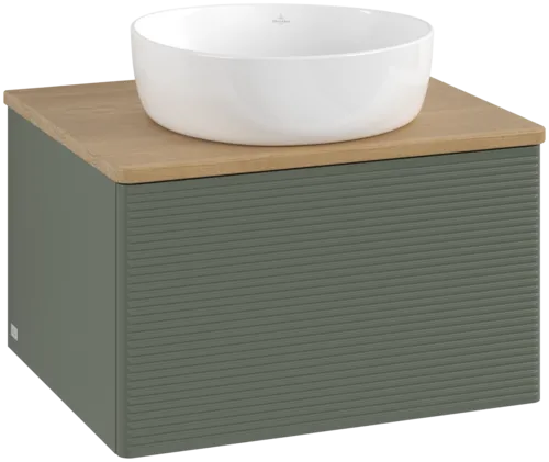 Bild von VILLEROY BOCH Antao Waschbeckenunterschrank, 1 Auszug, 600 x 360 x 500 mm, Front mit Struktur, Leaf Green Matt Lacquer / Honey Oak #K29111HL