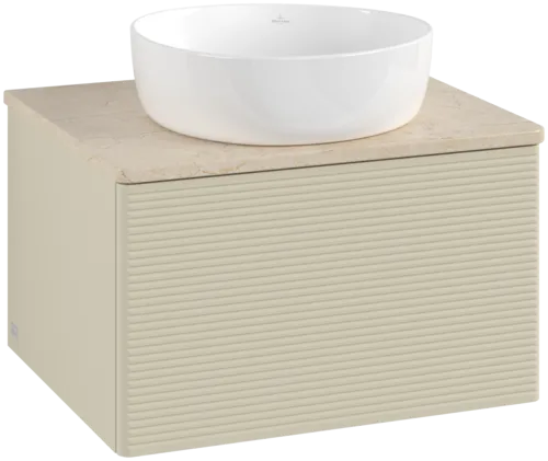 Bild von VILLEROY BOCH Antao Waschbeckenunterschrank, 1 Auszug, 600 x 360 x 500 mm, Front mit Struktur, Silk Grey Matt Lacquer / Botticino #K29113HJ
