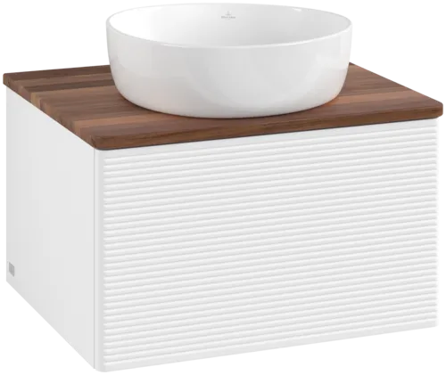 Bild von VILLEROY BOCH Antao Waschbeckenunterschrank, 1 Auszug, 600 x 360 x 500 mm, Front mit Struktur, White Matt Lacquer / Warm Walnut #K29112MT
