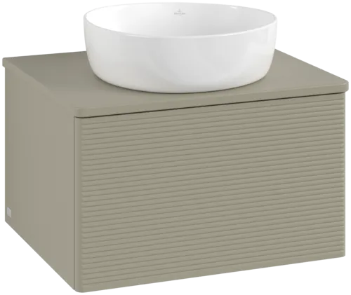 Bild von VILLEROY BOCH Antao Waschbeckenunterschrank, 1 Auszug, 600 x 360 x 500 mm, Front mit Struktur, Stone Grey Matt Lacquer / Stone Grey Matt Lacquer #K29110HK