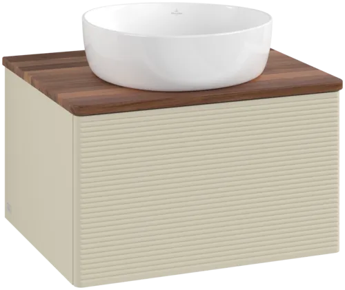 Bild von VILLEROY BOCH Antao Waschbeckenunterschrank, 1 Auszug, 600 x 360 x 500 mm, Front mit Struktur, Silk Grey Matt Lacquer / Warm Walnut #K29112HJ