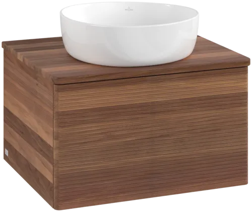Bild von VILLEROY BOCH Antao Waschbeckenunterschrank, 1 Auszug, 600 x 360 x 500 mm, Front mit Struktur, Warm Walnut / Warm Walnut #K29112HM