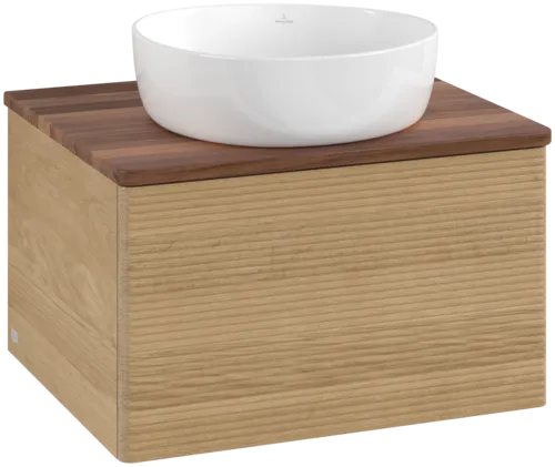 Bild von VILLEROY BOCH Antao Waschbeckenunterschrank, 1 Auszug, 600 x 360 x 500 mm, Front mit Struktur, Honey Oak / Warm Walnut #K29112HN