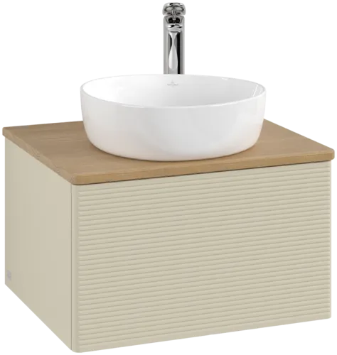 Bild von VILLEROY BOCH Antao Waschbeckenunterschrank, 1 Auszug, 600 x 360 x 500 mm, Front mit Struktur, Silk Grey Matt Lacquer / Honey Oak #K29151HJ