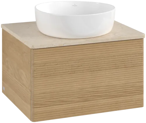 Bild von VILLEROY BOCH Antao Waschbeckenunterschrank, 1 Auszug, 600 x 360 x 500 mm, Front mit Struktur, Honey Oak / Botticino #K29113HN