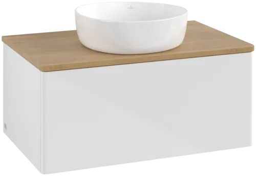 Obrázek VILLEROY BOCH Antao Vanity unit, 1 pull-out compartment, 800 x 360 x 500 mm, Front without structure, Glossy White Lacquer / Honey Oak #K30011GF