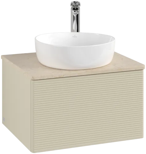 Bild von VILLEROY BOCH Antao Waschbeckenunterschrank, 1 Auszug, 600 x 360 x 500 mm, Front mit Struktur, Silk Grey Matt Lacquer / Botticino #K29153HJ