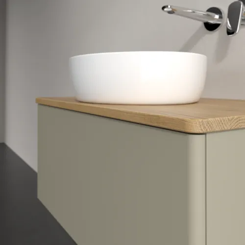 Bild von VILLEROY BOCH Antao Waschbeckenunterschrank, 1 Auszug, 800 x 360 x 500 mm, Front ohne Struktur, Stone Grey Matt Lacquer / Honey Oak #K30011HK