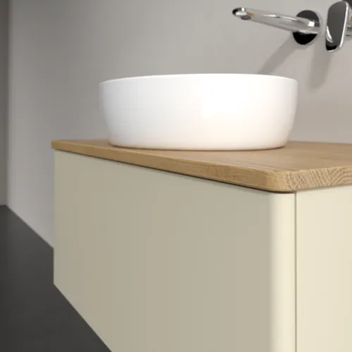 Bild von VILLEROY BOCH Antao Waschbeckenunterschrank, 1 Auszug, 800 x 360 x 500 mm, Front ohne Struktur, Silk Grey Matt Lacquer / Honey Oak #K30011HJ