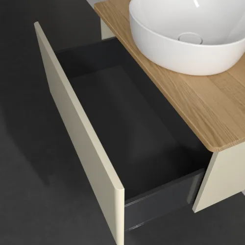 Bild von VILLEROY BOCH Antao Waschbeckenunterschrank, 1 Auszug, 800 x 360 x 500 mm, Front ohne Struktur, Silk Grey Matt Lacquer / Honey Oak #K30011HJ