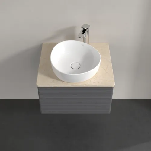 Bild von VILLEROY BOCH Antao Waschbeckenunterschrank, 1 Auszug, 600 x 360 x 500 mm, Front mit Struktur, Anthracite Matt Lacquer / Botticino #K29153GK