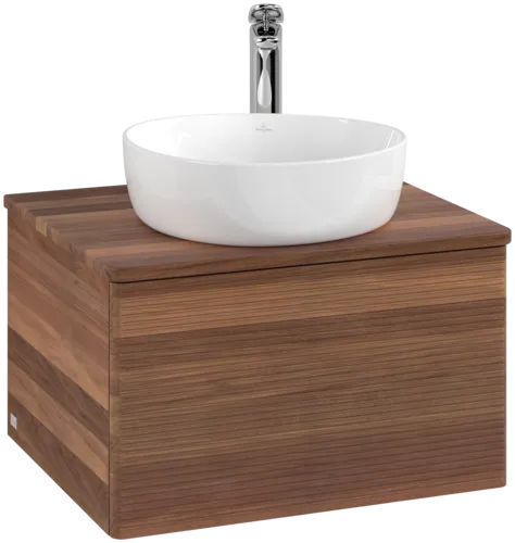 Bild von VILLEROY BOCH Antao Waschbeckenunterschrank, 1 Auszug, 600 x 360 x 500 mm, Front mit Struktur, Warm Walnut / Warm Walnut #K29152HM