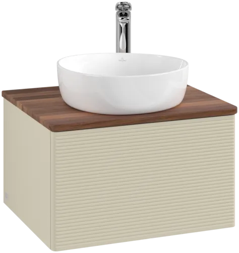 Bild von VILLEROY BOCH Antao Waschbeckenunterschrank, 1 Auszug, 600 x 360 x 500 mm, Front mit Struktur, Silk Grey Matt Lacquer / Warm Walnut #K29152HJ