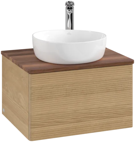 Bild von VILLEROY BOCH Antao Waschbeckenunterschrank, 1 Auszug, 600 x 360 x 500 mm, Front mit Struktur, Honey Oak / Warm Walnut #K29152HN